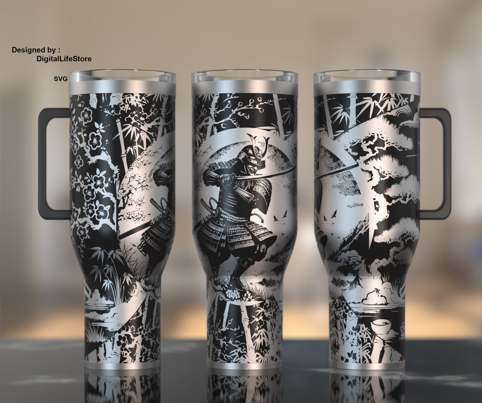 Armored Samurai 40oz Tumbler Engraving SVG preview