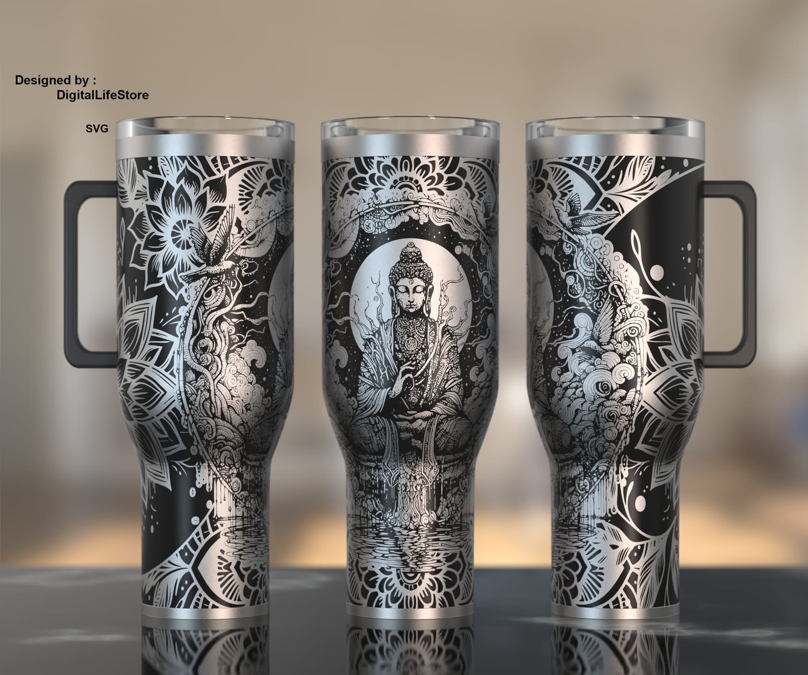 Buddha Mandala 40oz Tumbler Engraving SVG preview