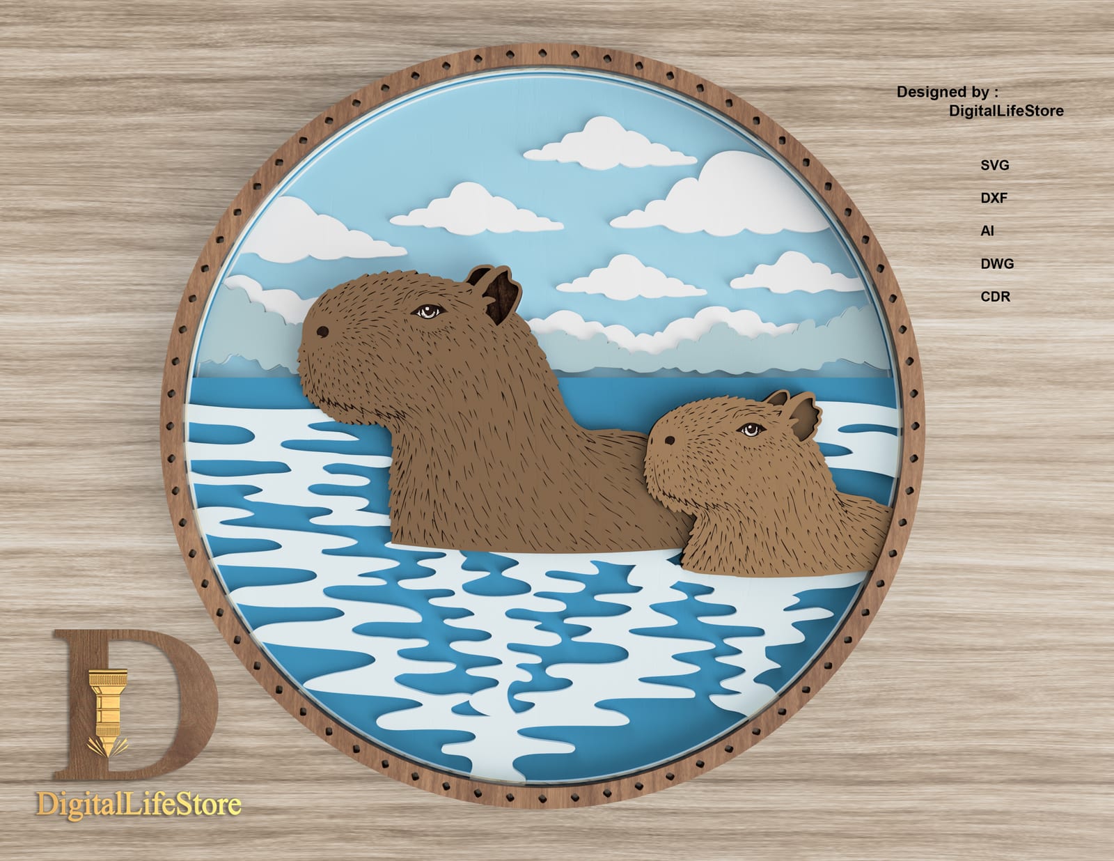 Capybara Family Layered Laser Cut Files preview
