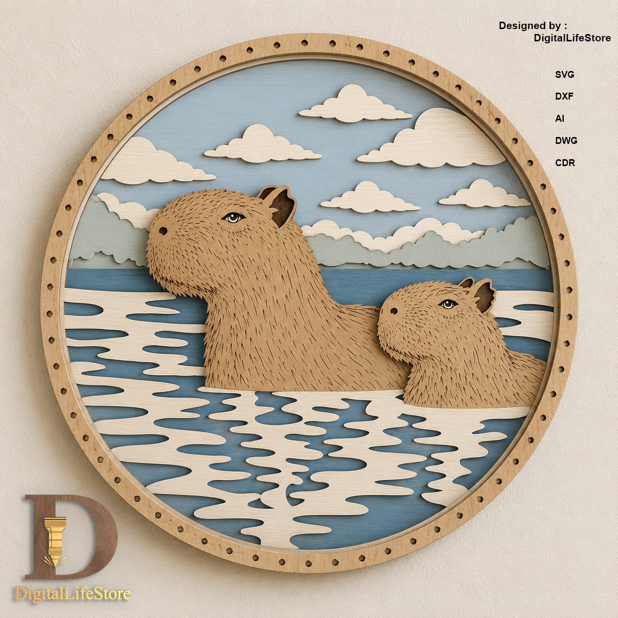 Capybara Family Layered Laser Cut Files preview