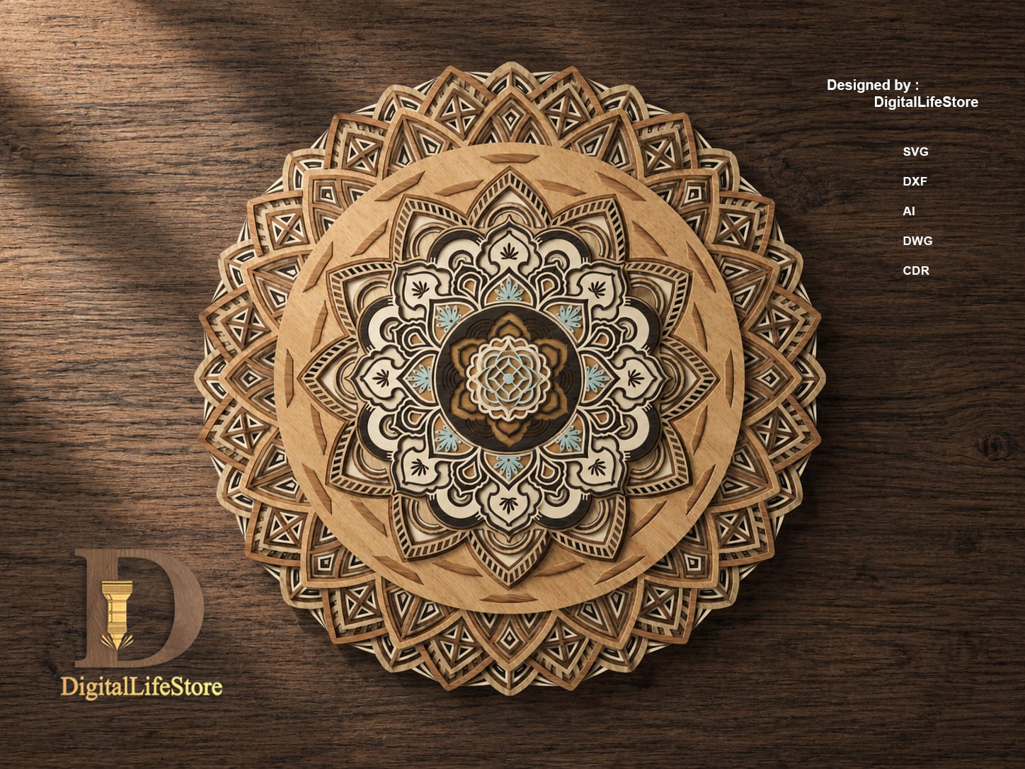 Geometric Floral Mandala Layered Laser Cut Files preview