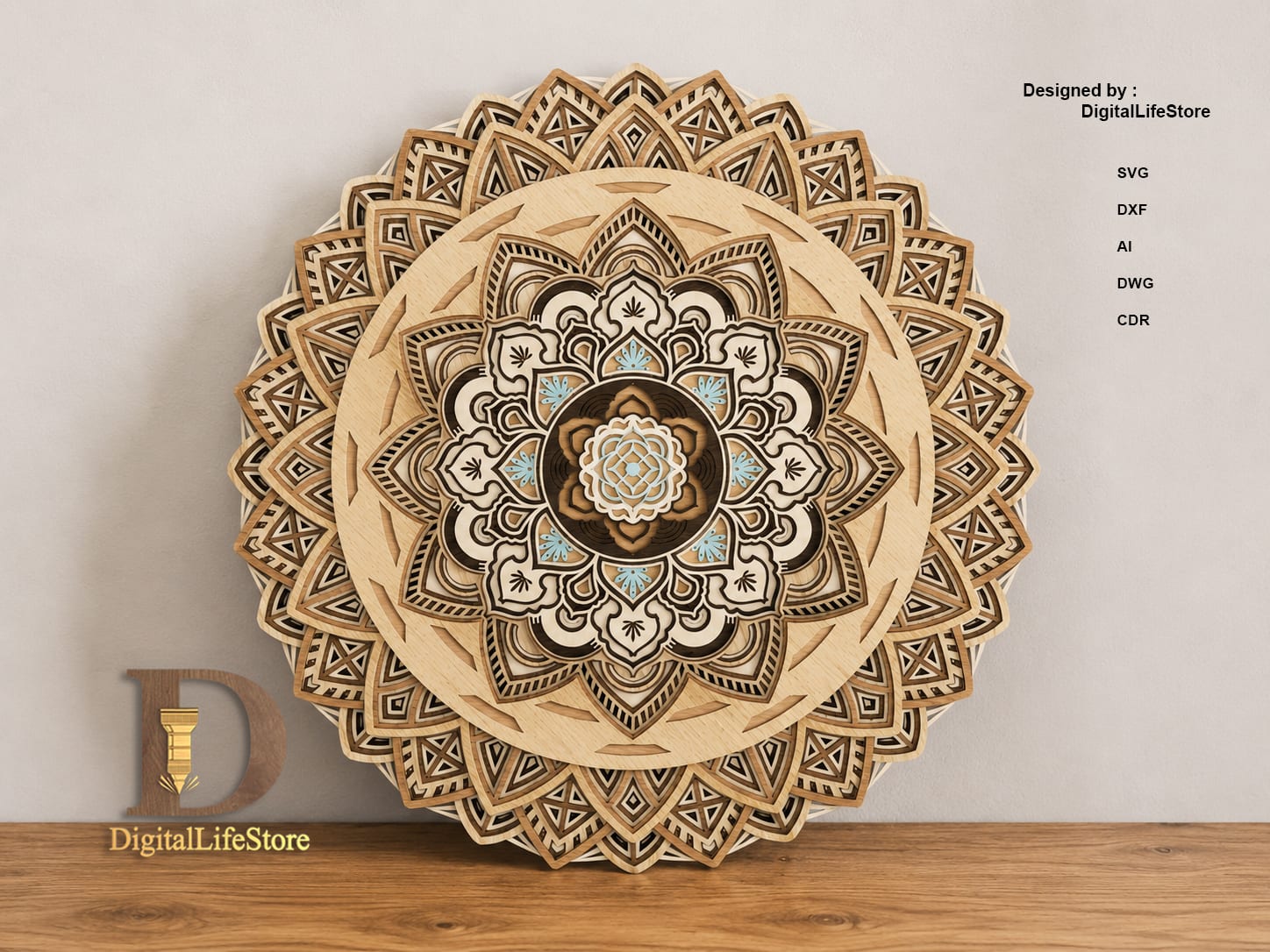 Geometric Floral Mandala Layered Laser Cut Files preview