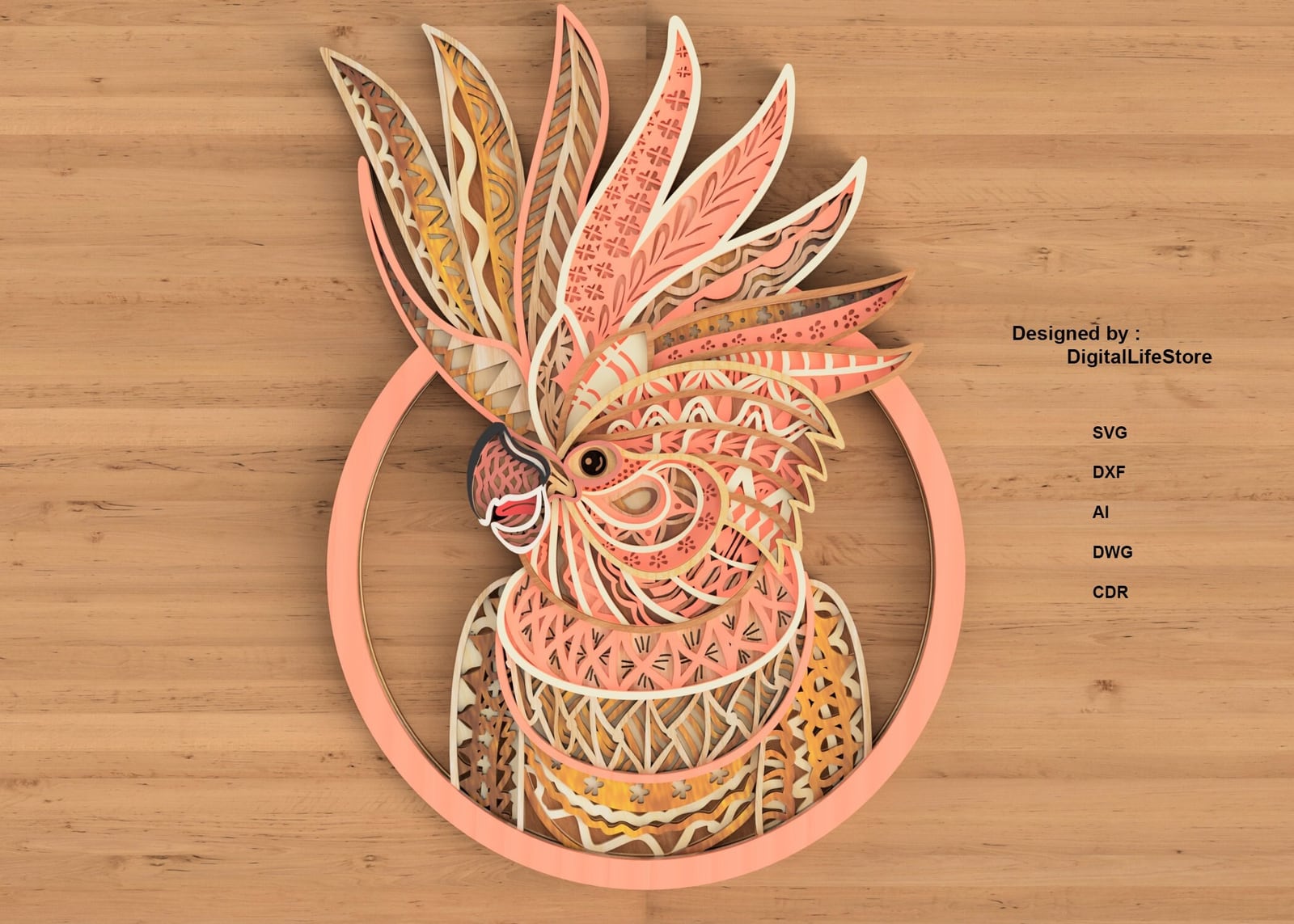 Layered Bird Cockatoos Mandala Laser Cut Files preview