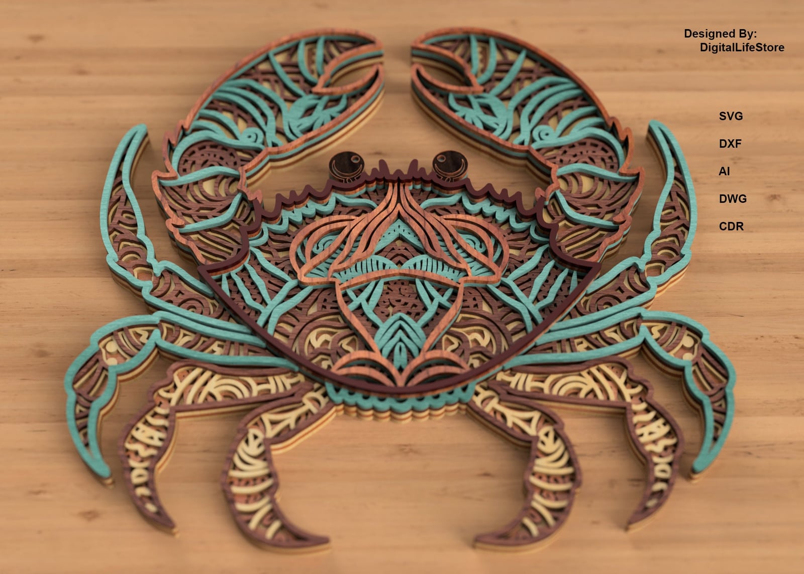 Layered Crab Mandala Laser Cut Files preview