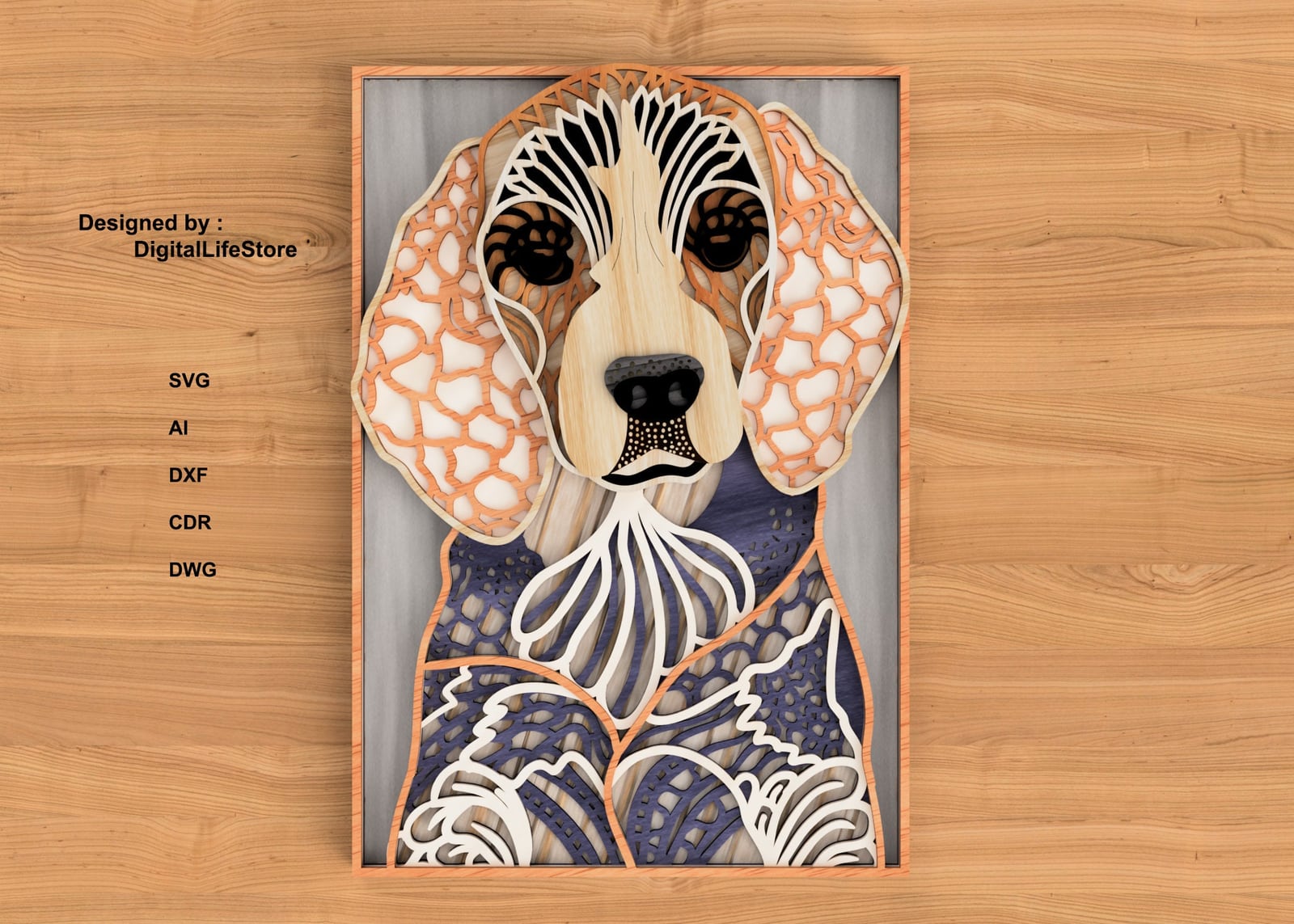 Layered Dog Mandala Laser Cut Files preview
