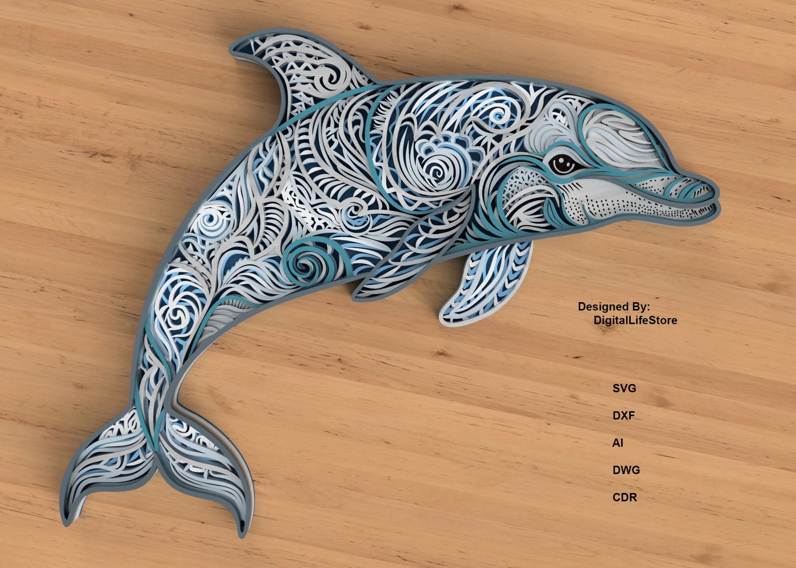 Layered Dolphin Mandala Laser Cut Files preview