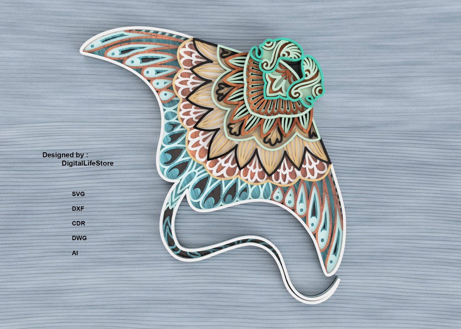 Layered Fish Mandala Laser Cut Files preview