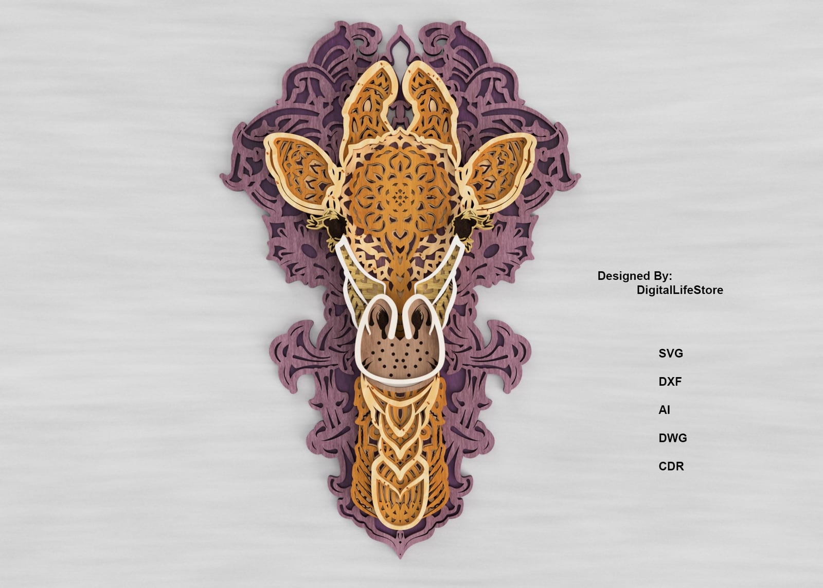 Layered Giraffe Mandala Laser Cut Files preview