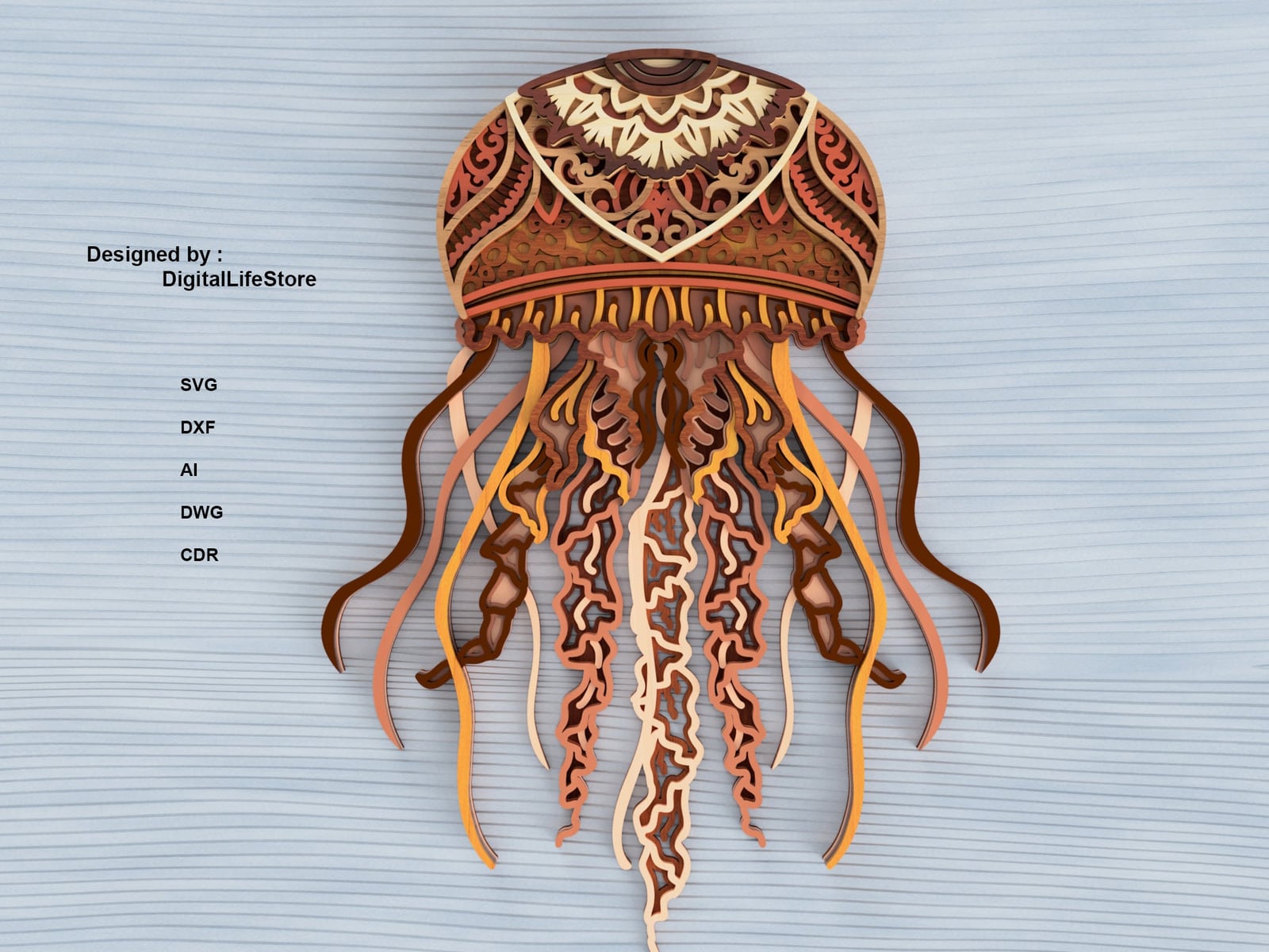 Layered Jellyfish Mandala Laser Cut Files preview