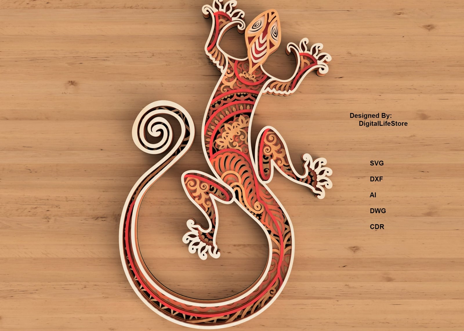 Layered Lizard Mandala Laser Cut Files preview
