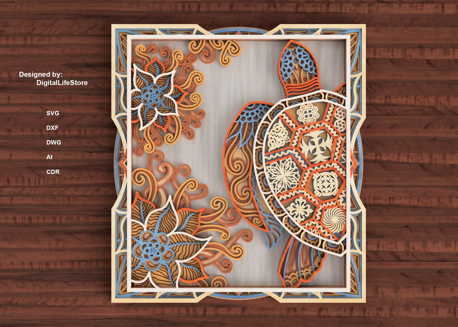 Layered Turtle Mandala Laser Cut Files preview