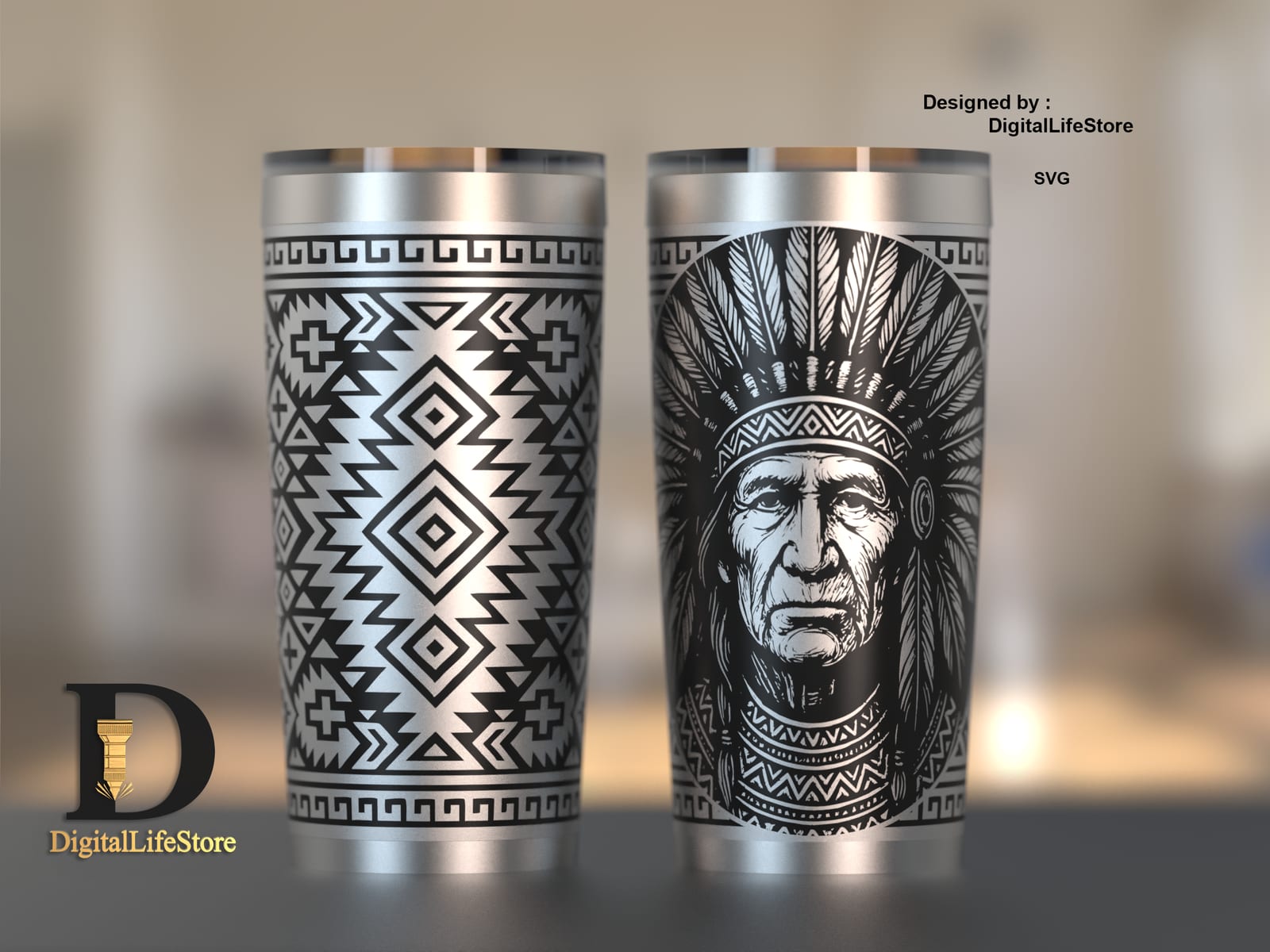 Native American 20oz Tumbler Engraving SVG preview