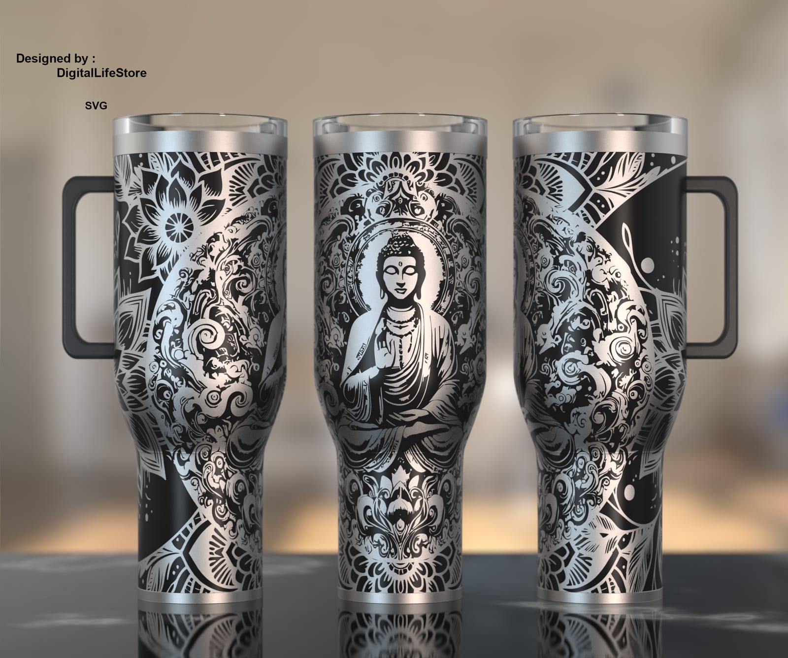 Ornate Buddha 40oz Tumbler Engraving SVG preview
