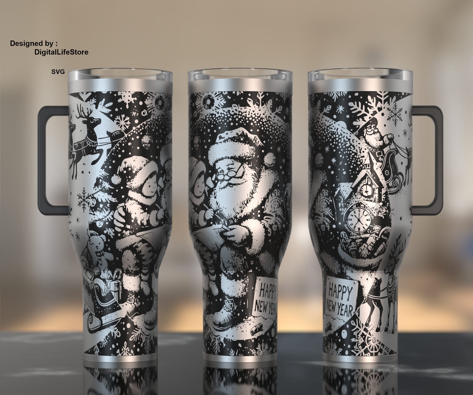 Santa New Year 40oz Tumbler Engraving SVG preview
