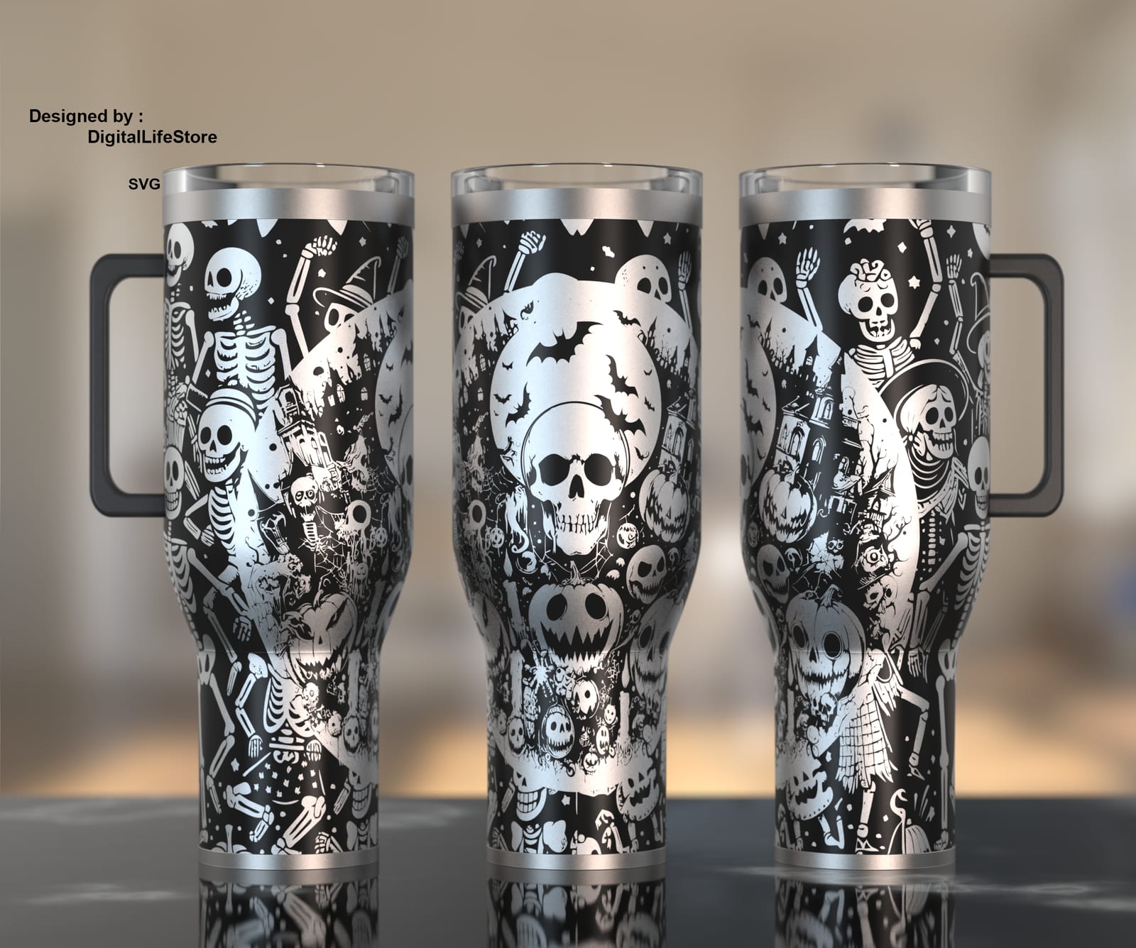 Spooky Skulls Halloween 40oz Tumbler SVG preview