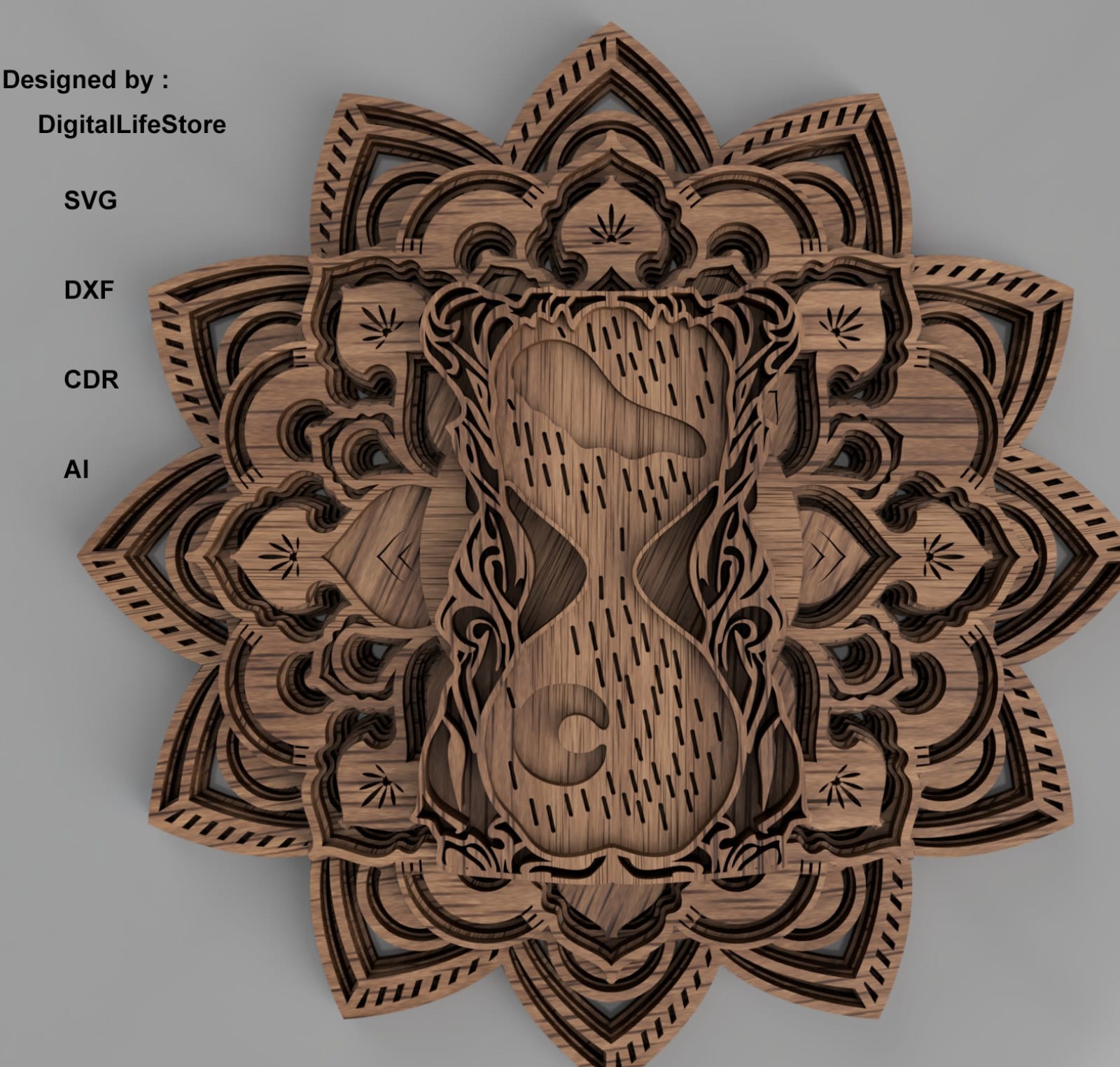 Free Elephant Mandala Layered Laser Cut Files preview