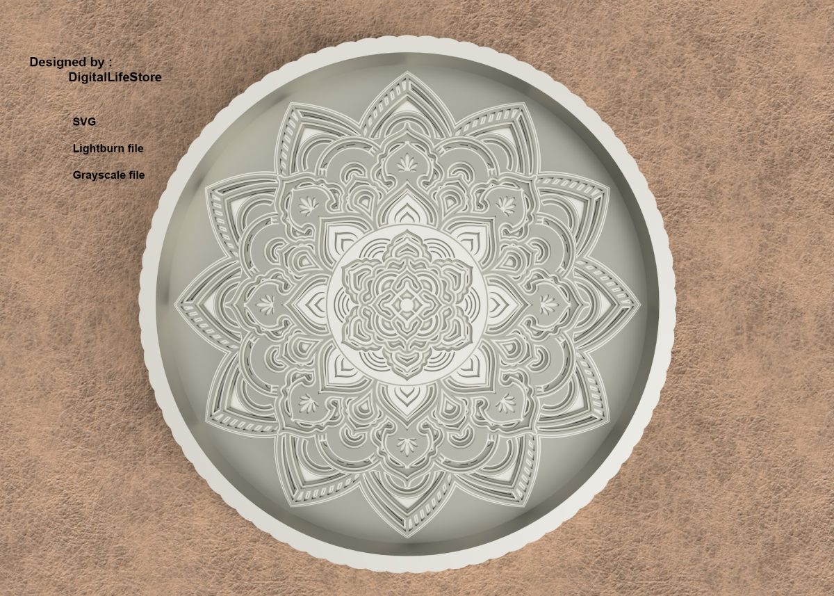 Layered mandala 3D engraving file preview