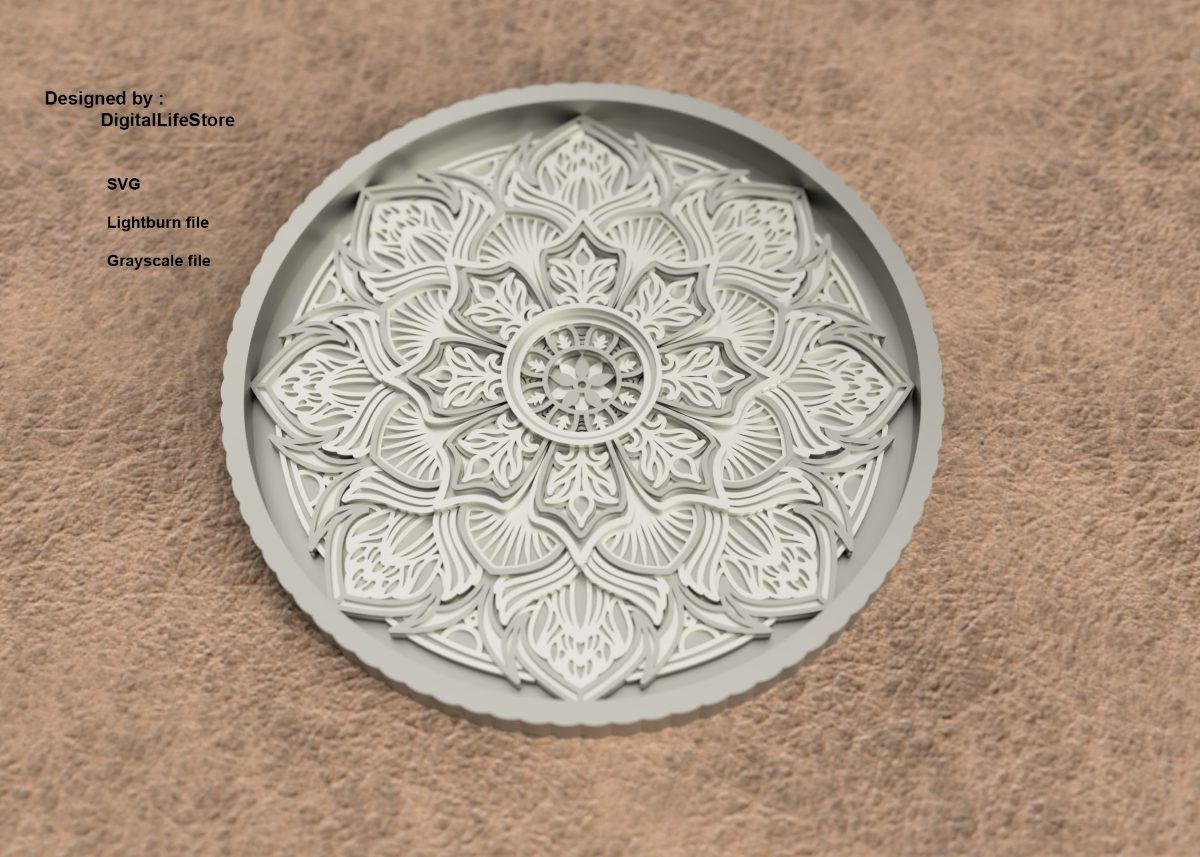 Layered mandala fiber laser 3D engraving file preview