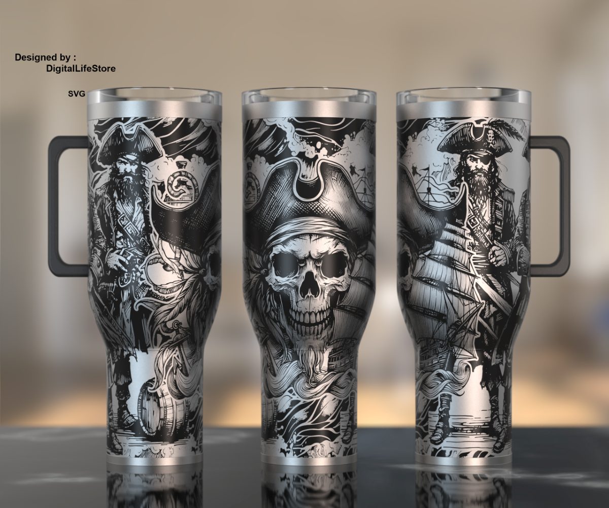 Pirates 40oz tumbler engraving wrap preview