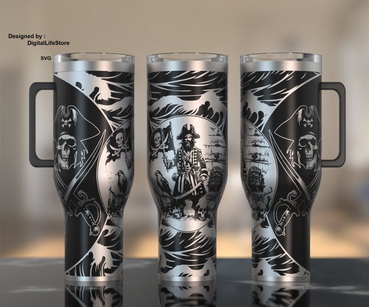 Pirates laser engraving 40oz tumbler wrap preview