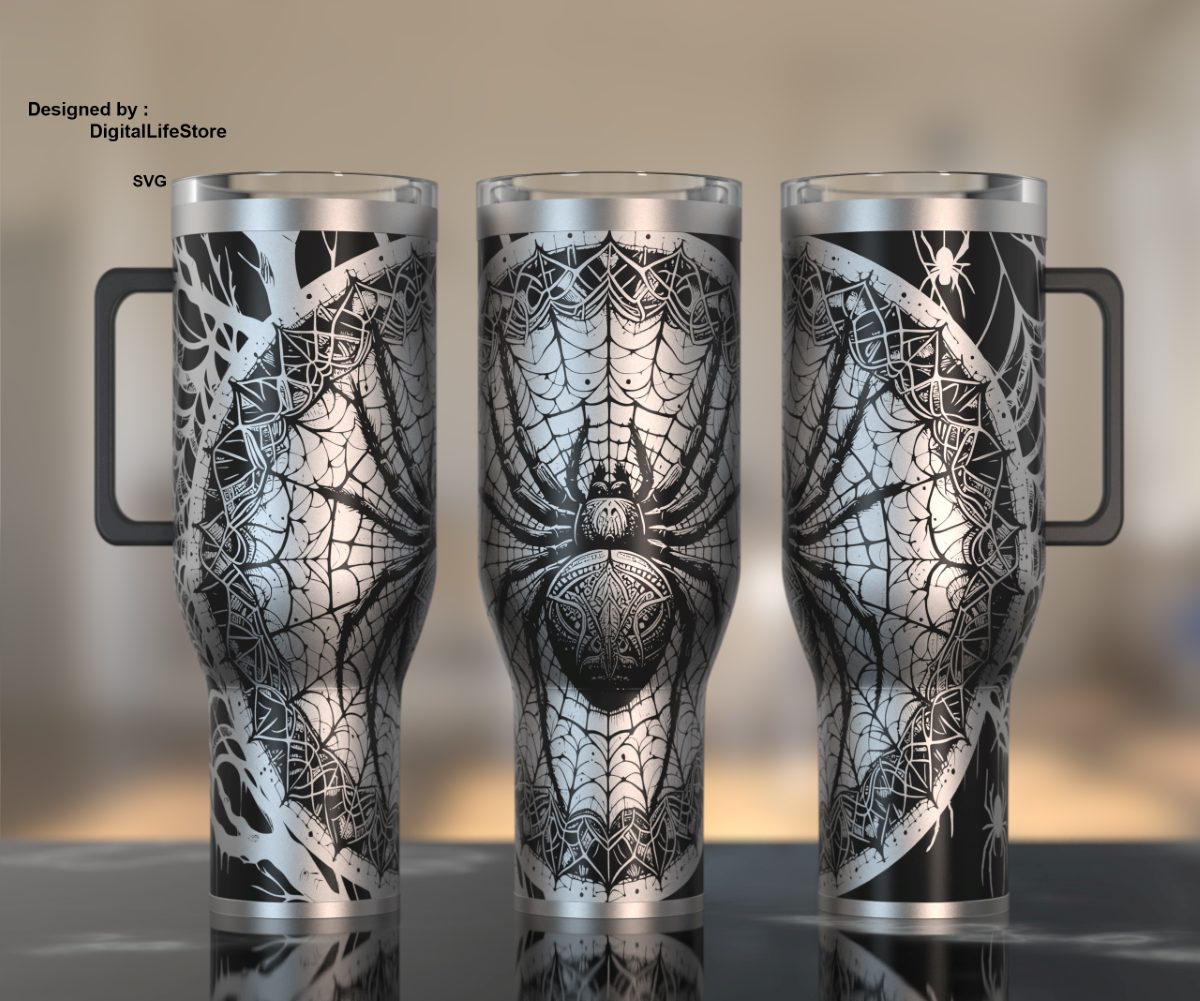 Spider 40oz tumbler laser engraving wrap preview