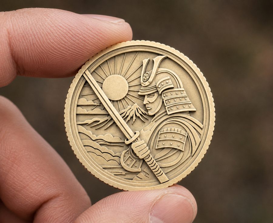 Samurai relief medallion design for fiber laser and CNC