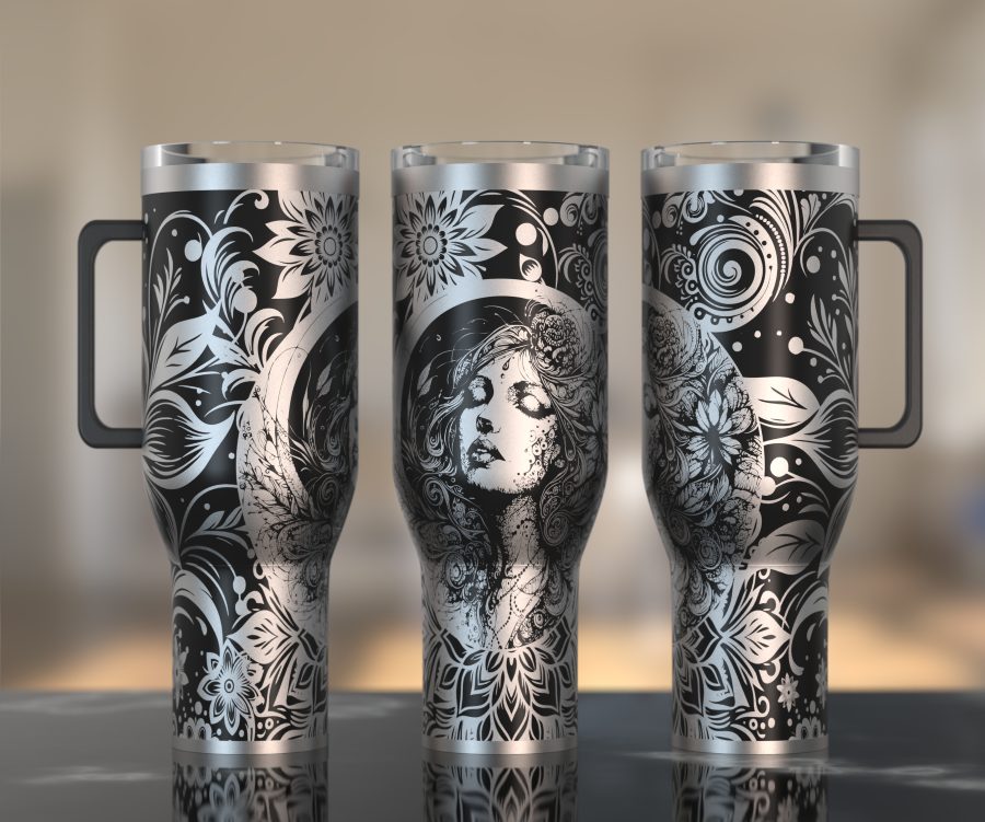 Decorative tumbler engraving wrap preview