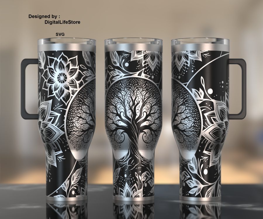 Tree of life tumbler engraving wrap preview